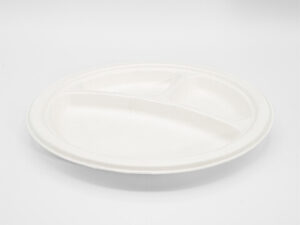 Bagasse Food Tray rund Ø 22cm 3-geteilt