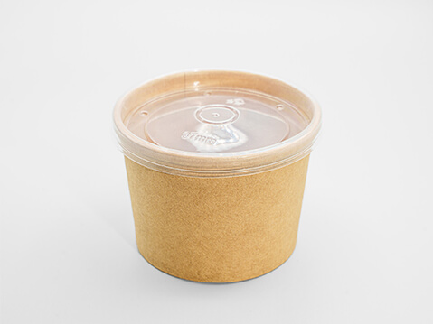 Suppen Bowl Kraft-Papier 12 oZ + PP-Deckel